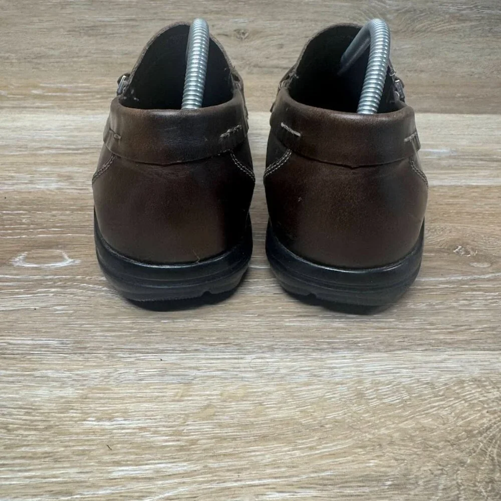 Kenneth Cole Luxury Resort Brown Leather Square Toe Loafers Men's Size 10